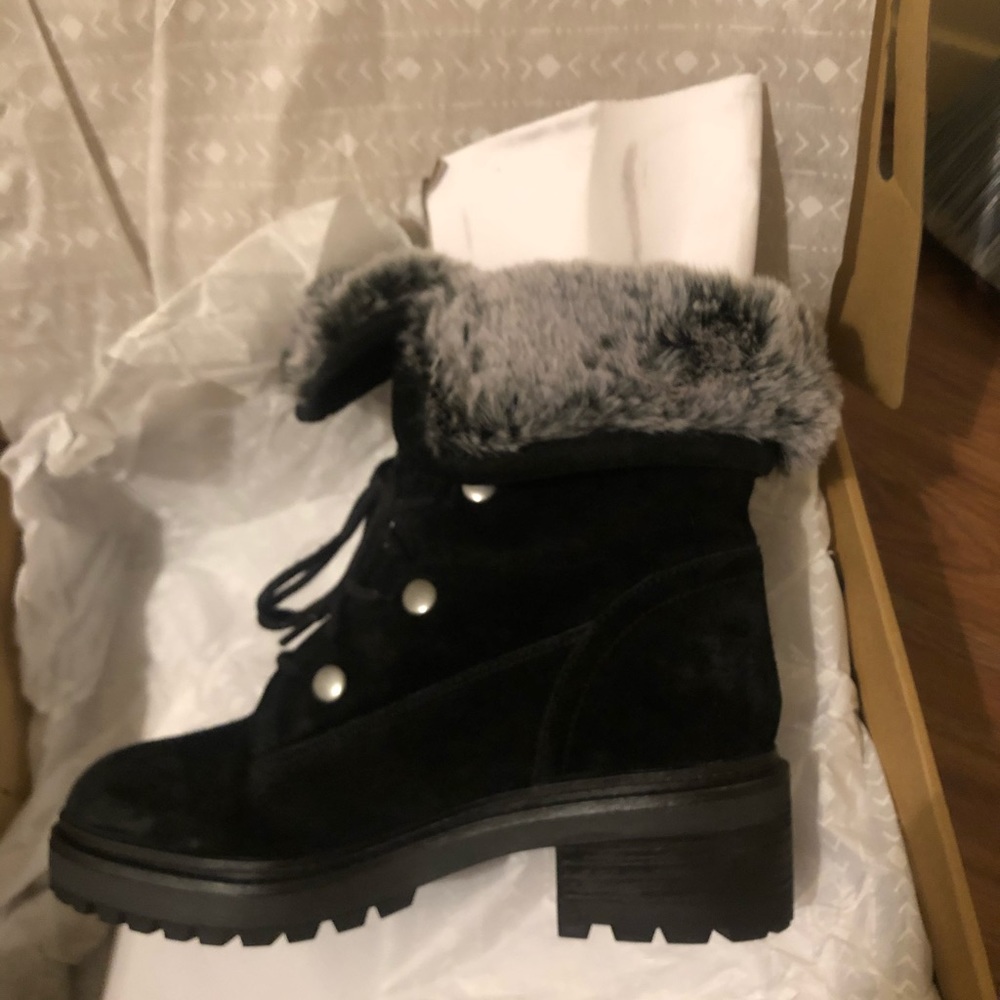 Zodiac Black Suede Faux-Fur Lined Canyon Booties